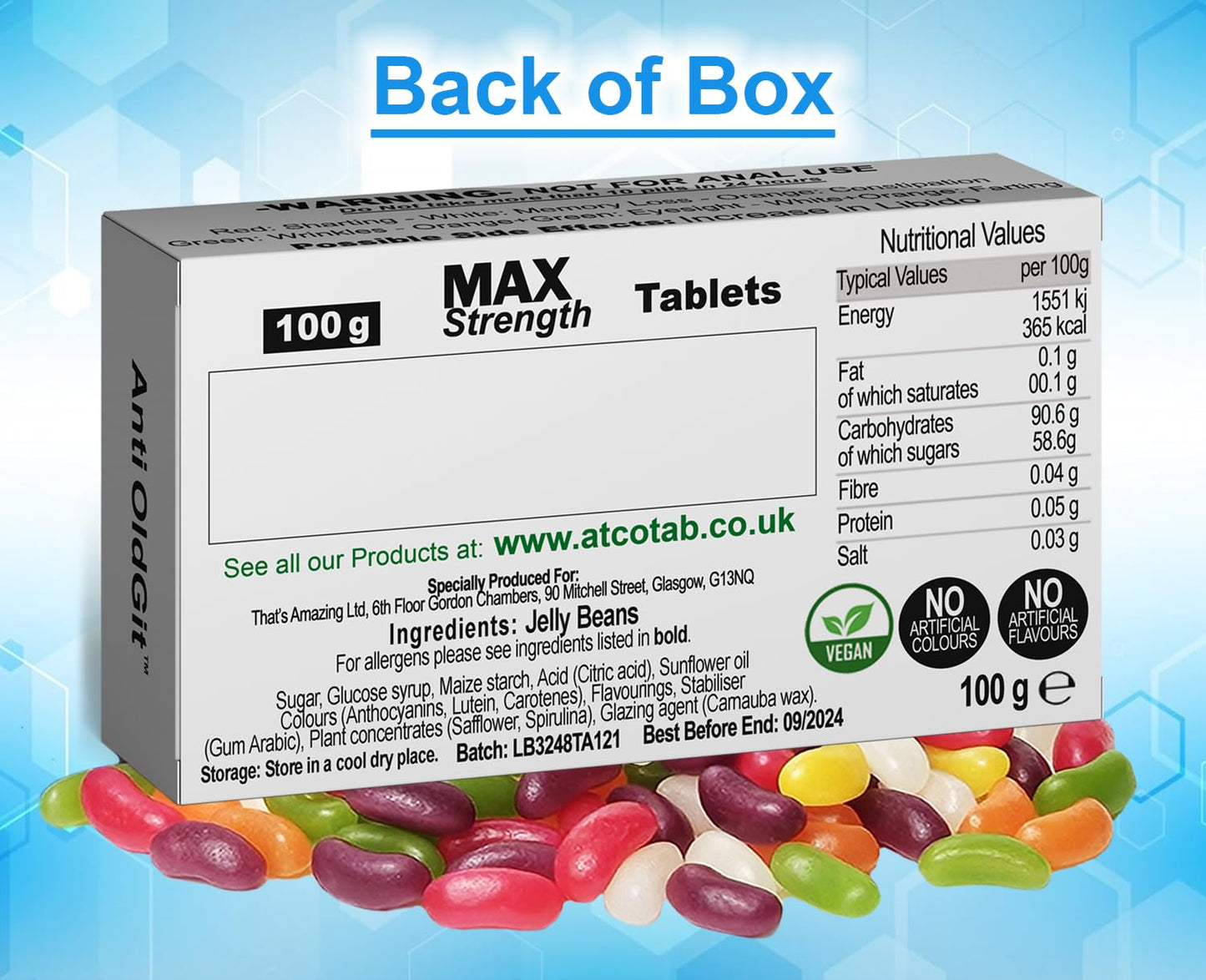 Funny Rude Joke Tablets Pill Box Prank Includes Jelly Beans Sweets Unusual Gift for Men Father's Day Him Her April Fools Day Easter Birthday Gifts for Women Presents for Dad Boyfriend