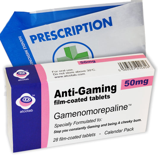 Anti Gaming - Joke Prank Pill Box and Real Prescription Gift bag