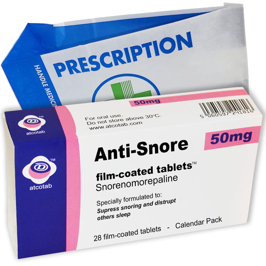 Anti Snore - Joke Pill Box and Real Prescription Gift bag