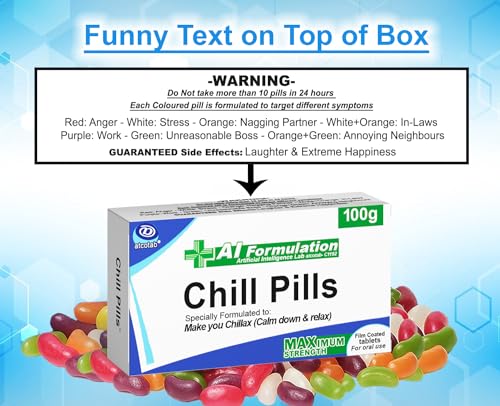 Funny Rude Joke Tablets Pill Box Prank Includes Jelly Beans Sweets Unusual Gift for Men Father's Day Him Her April Fools Day Easter Birthday Gifts for Women Presents for Dad Boyfriend