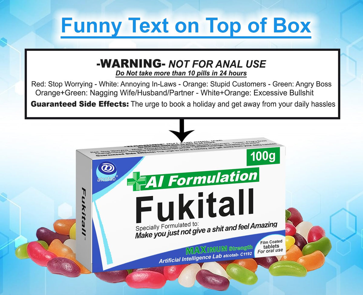 Funny Rude Joke Tablets Pill Box Prank Includes Jelly Beans Sweets Unusual Gift for Men Father's Day Him Her April Fools Day Easter Birthday Gifts for Women Presents for Dad Boyfriend