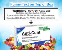 Funny Rude Joke Tablets Pill Box Prank Includes Jelly Beans Sweets Unusual Gift for Men Secret Santa Him Christmas Stocking Filler April Fools Day Birthday Women Presents Dad Boyfriend (Anti C*nt)