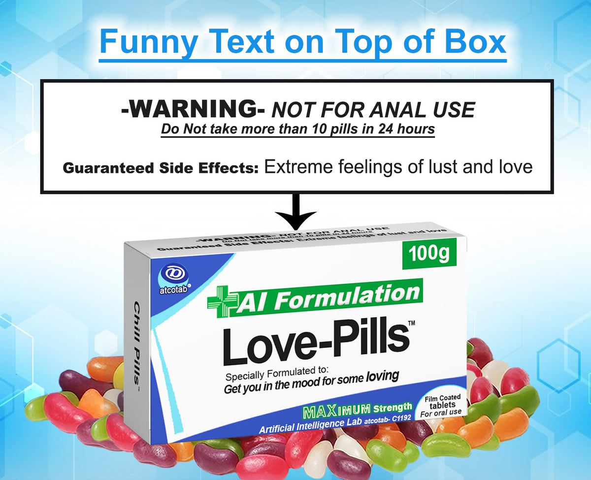 Funny Rude Joke Tablets Pill Box Prank Includes Jelly Beans Sweets Unusual Gift for Men Father's Day Him Her April Fools Day Easter Birthday Gifts for Women Presents for Dad Boyfriend