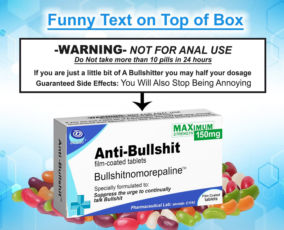 Funny Rude Joke Tablets Pill Box Prank Includes Jelly Beans Sweets Unusual Gift for Men Father's Day Him Her April Fools Day Easter Birthday Gifts for Women Presents for Dad Boyfriend