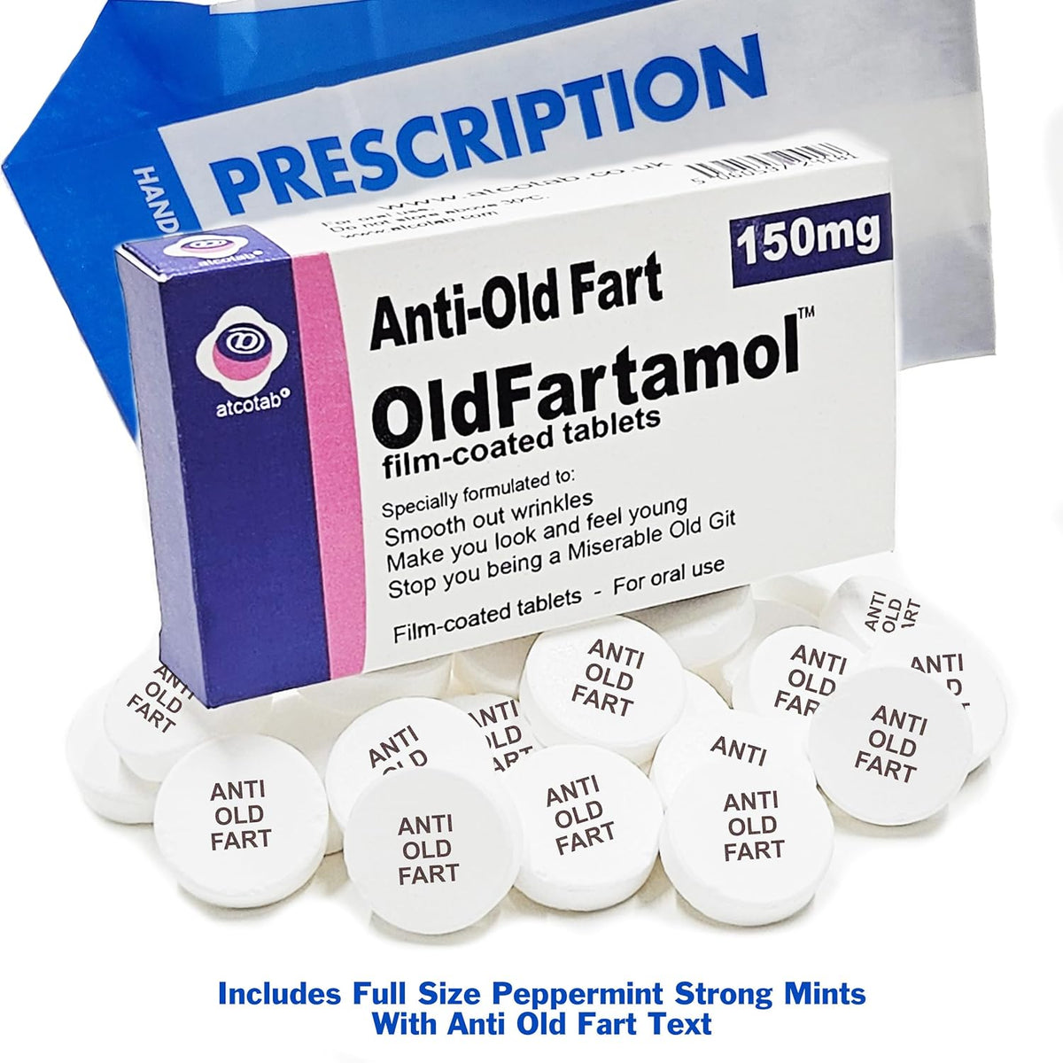 Anti Old Fart OAP Sweets Joke Prank Pill Tablet Box - Xmas Gift Ideal Present for Him Husband Boyfriend Dad Men Uncle Funny Valentines Christmas 40th 50th 60th Secret Santa Birthday Aprils Fools