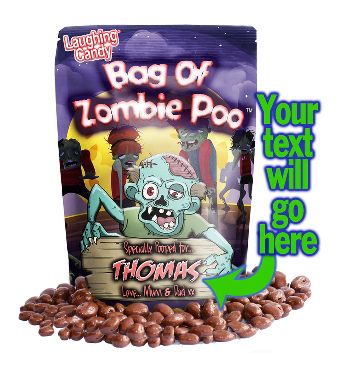 PERSONALISED HALLOWEEN - Bag of Zombie poo - Chocolate Raisins- Great gift for Halloween, Xmas, Christmas, Birthday or any occasion