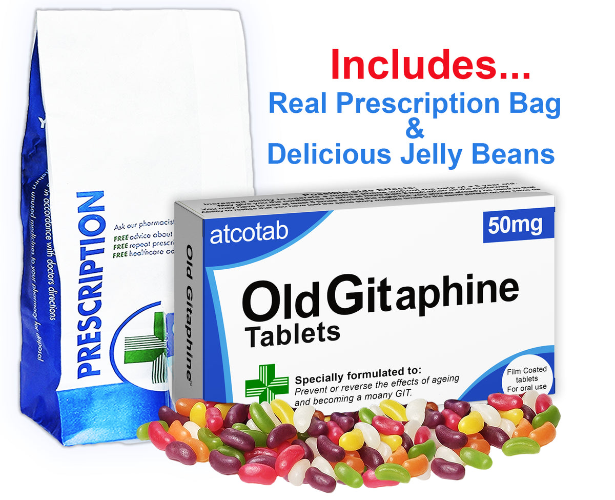 Old Gitaphine - Joke Prescription Box and Bag with Delicious Jelly Beans