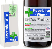 Joke Prescription Wine Bottle Label & Bottle Gift Bag & Gift Tag