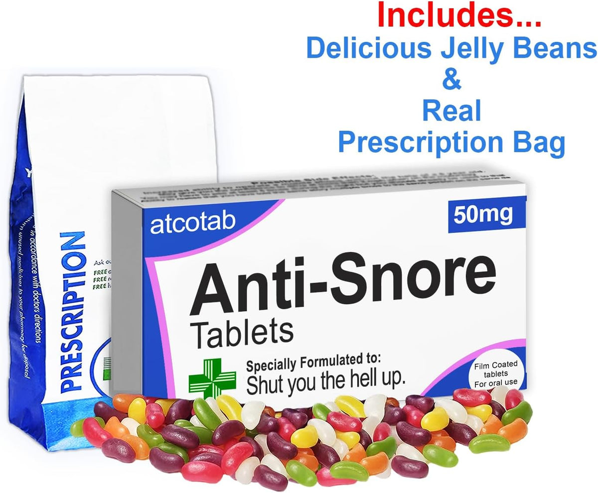 Anti Snore - Joke Prescription Box and Bag with Delicious Jelly Beans