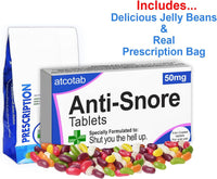 Anti Snore - Joke Prescription Box and Bag with Delicious Jelly Beans