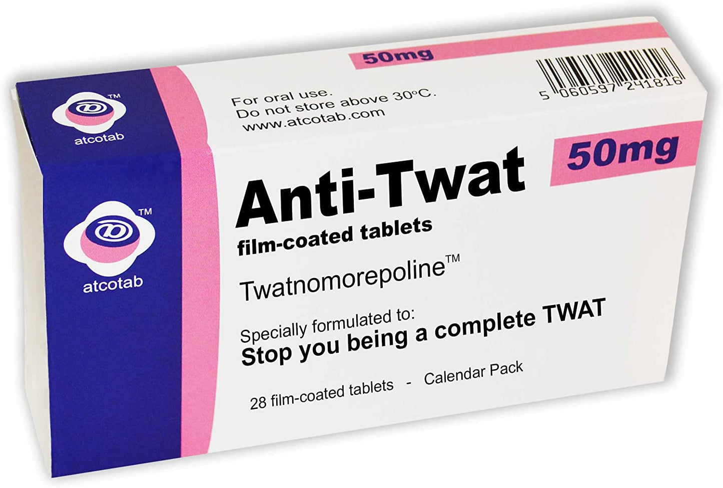 Anti Twat - Joke Pill Box incudes Real Prescription Gift Bag