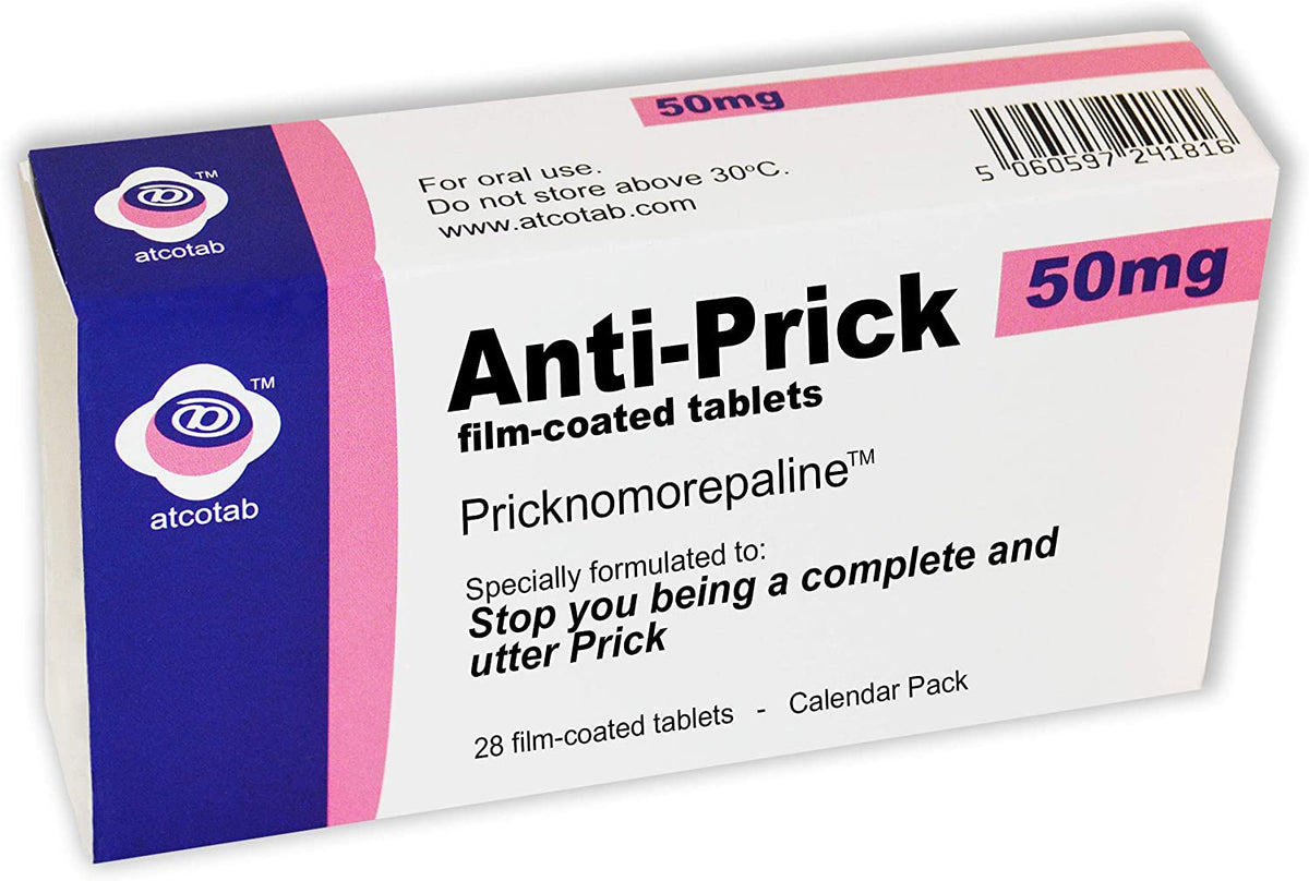 Anti Prick - Joke Prank Pill Box - Includes Real Prescription Gift Bag