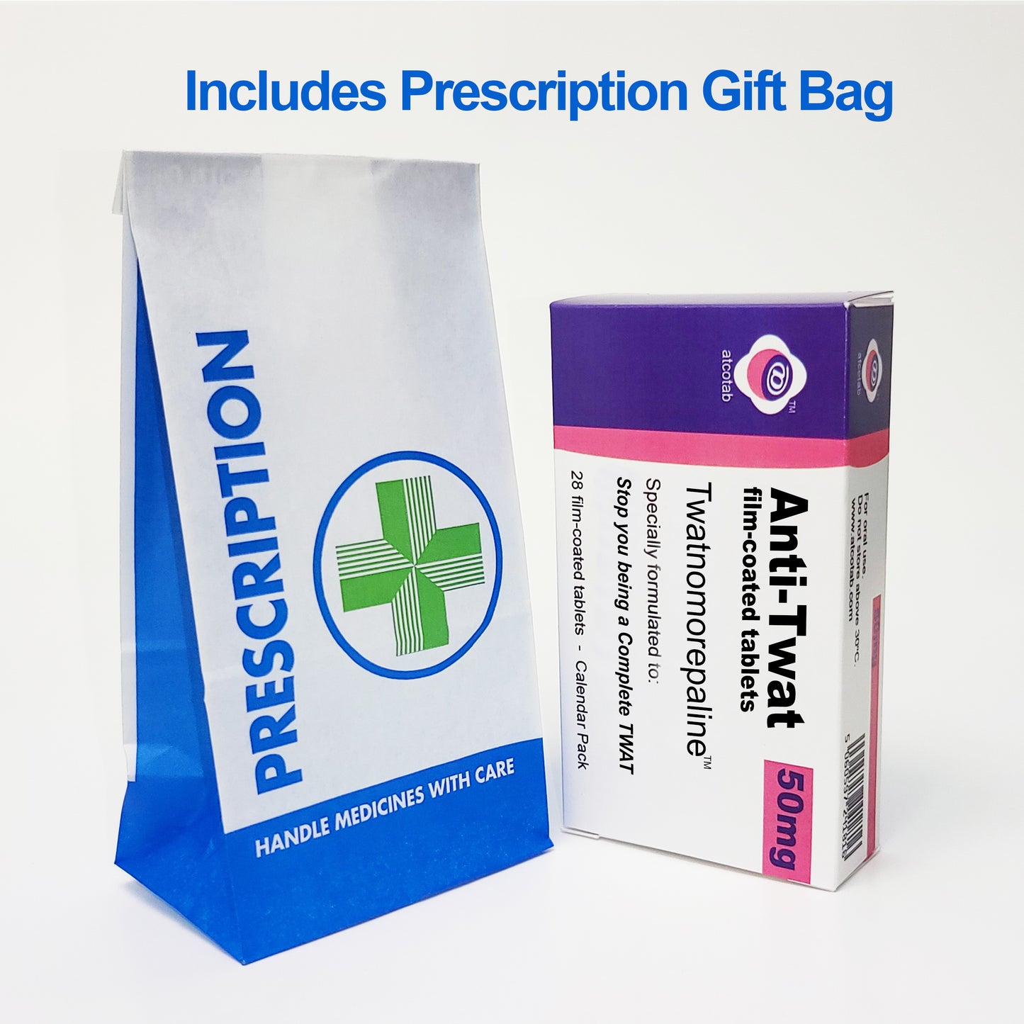 Anti Twat - Joke Pill Box incudes Real Prescription Gift Bag